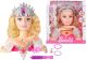 Cabeza para estilizar con cabello rubio y accesorios variados de Lean toys.