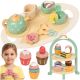 Juego de Té de Madera Kruzzel para Niños con Soporte de Pasteles