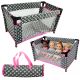 Cuna de Muñecas Alice con Estrellas en Gris y Rosa