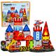 Bloques de construcción magnéticos de Lean toys en la estación de bomberos