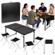 Set Mesa Camping Plegable 4 Taburetes Negro Maletín