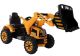 Tractor eléctrico con excavadora y cubo naranja