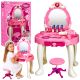 Tocador Infantil con Espejo Luz Secador Silla Rosa