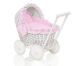 Carrito de Muñecas My Sweet Baby de Mimbre con Ropa Rosa