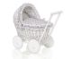 Carrito de muñecas My Sweet Baby de mimbre con ropa gris
