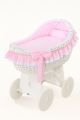 Moisés de Mimbre Carina My Sweet Baby Blanco y Rosa con Base de Madera y Ruedas
