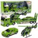 Set Militar con Camión, Grúa, Coche y Helicóptero
