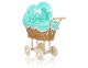 Carrito de muñecas de mimbre My Sweet Baby con ropa de cama mint