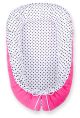 Baby Nest Double-sided Premium Cocoon For Infants Bobono- Balck Dots/ Dark Pink
