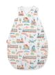 Cotton Sleeping Bag For Children, Size M, 3-12 Months, Tog 2.5, All-season - Turquoise Train