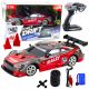 Coche de Carreras RC Drift en rojo y negro con luces LED encendidas