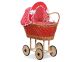 Carrito de muñecas My Sweet Baby de mimbre con ropa roja