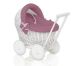 Wicker Doll Pushchair White With Bedding Dusty Rose And Soft Padding Stella