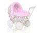Carrito de muñecas de mimbre My Sweet Baby con ropa rosa