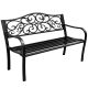 Banco de Jardín de Metal Decorativo para 3 Personas Negro