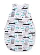 Cotton Sleeping Bag For Children, Size M, 3-12 Months, Tog 2.5, All-season - Gray And Turquoise Cars