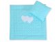 Pram Bedding Set With Duvet And Pillow 2pcs - Hearts White Dots On Turquoise