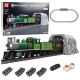 Set tren vapor RC Lean Toys 1212 piezas locomotora verde y negro con vagón, túnel y vías