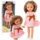 Muñeca de moda Lean Toys 32 cm con vestido rosa a rayas, vista frontal