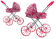 Cochecito de Muñecas Plegable con Ruedas Grandes Corazones Rosa