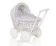 Carrito de muñecas de mimbre My Sweet Baby con ropa gris