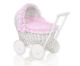 Carrito de muñecas de mimbre My Sweet Baby con ropa de cama rosa