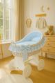 Moisés de Mimbre Carina Blanco con Ropa de Cuna Azul – MY SWEET BABY