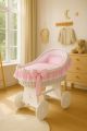 Moisés de Mimbre Carina Blanco con Ropa de Cuna Rosa – MY SWEET BABY