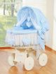 Capazo de Mimbre Blanco con Dosel Amelie + Ropa de Cama Azul – MY SWEET BABY