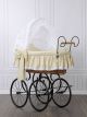 Cuna moisés retro de mimbre Christine natural con textil beige – vista frontal