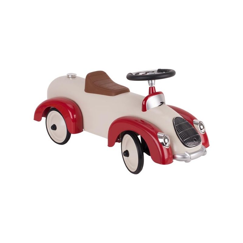 Correpasillos coche retro beige y rojo, de Goki