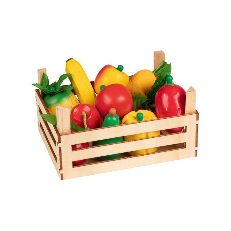 Caja de madera con frutas y verduras, de Goki