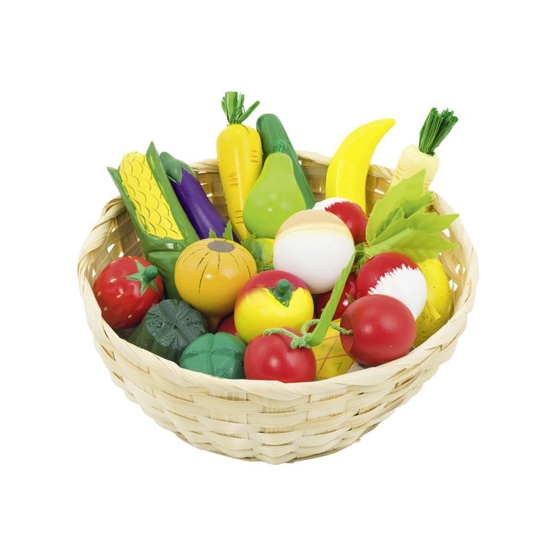 Cesta con frutas y verduras variadas, de Goki