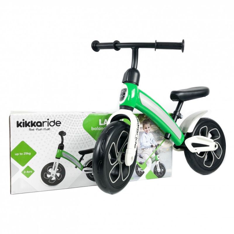 Bicicleta Lancy verde para niños, ideal para aprender a montar y disfrutar del aire libre mientras juegan.