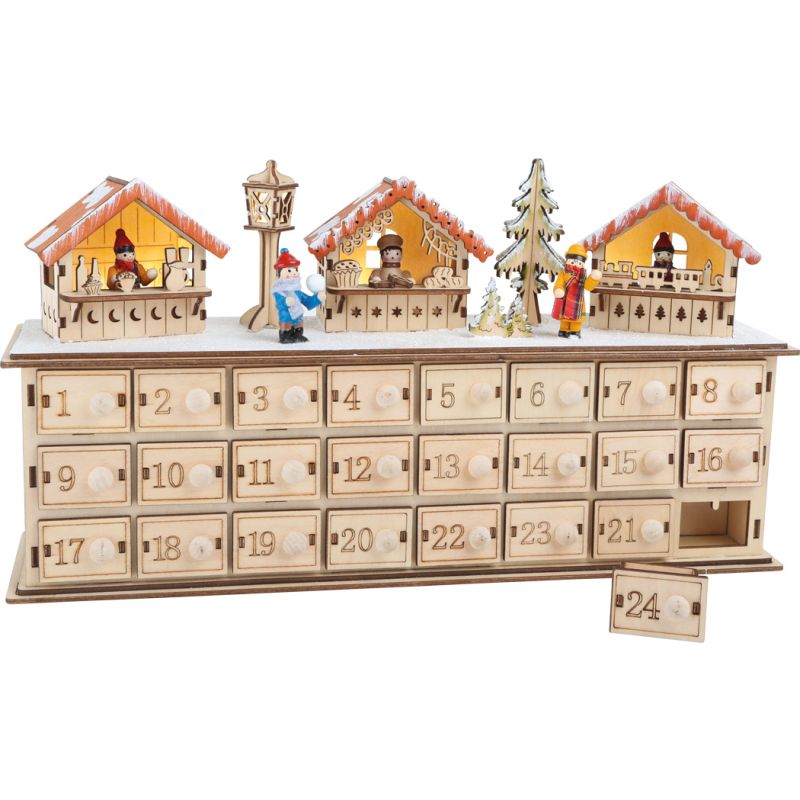 Calendario de Adviento en madera Bazar Navideño