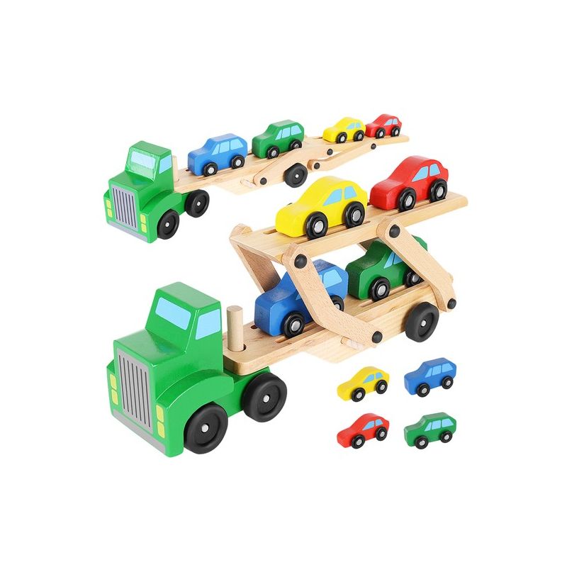 Camión de madera - grúa + juego de coches - imagen 2