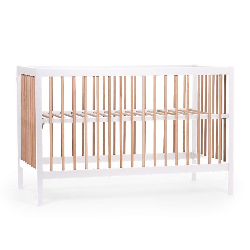 Cuna de madera 60 x 120 cm en color Blanco y Natural , Childhome