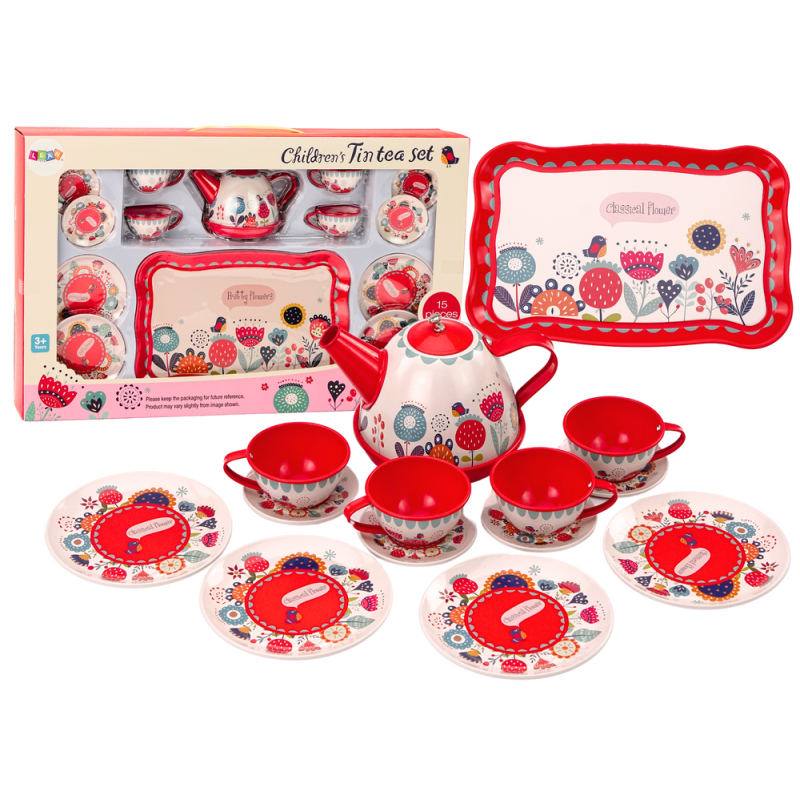 Set de Café y Té para Niños con Tazas, Tetera y Bandeja Roja - imagen 2