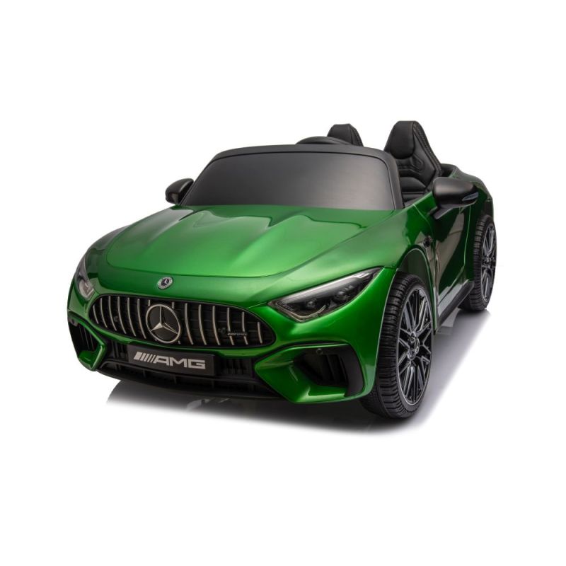 Coche Eléctrico Infantil Mercedes AMG SL63 Verde Pintado con Control Remoto y Asiento de Eco-Cuero