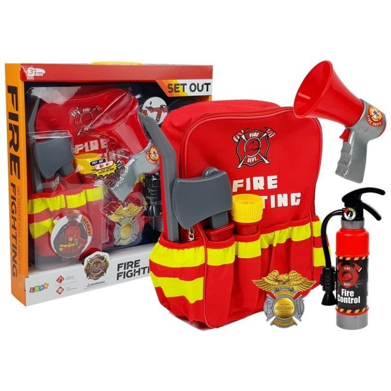 Set de Bombero Infantil con Mochila, Extintor, Linterna y Megáfono - imagen 2