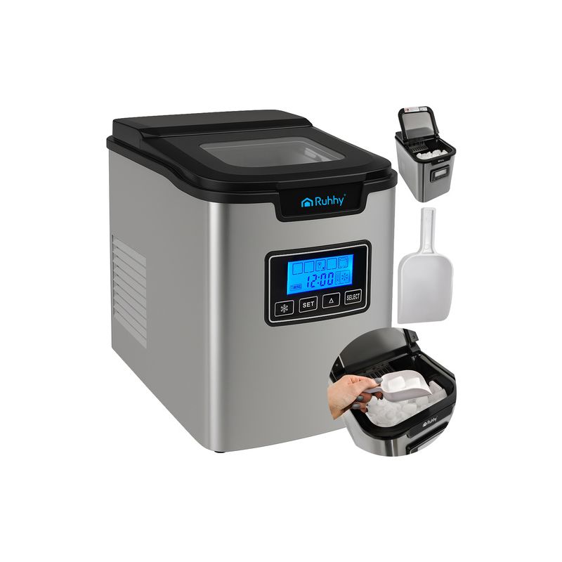Máquina para Hacer Cubitos de Hielo 12 kg/día con Display LCD y Autolimpieza