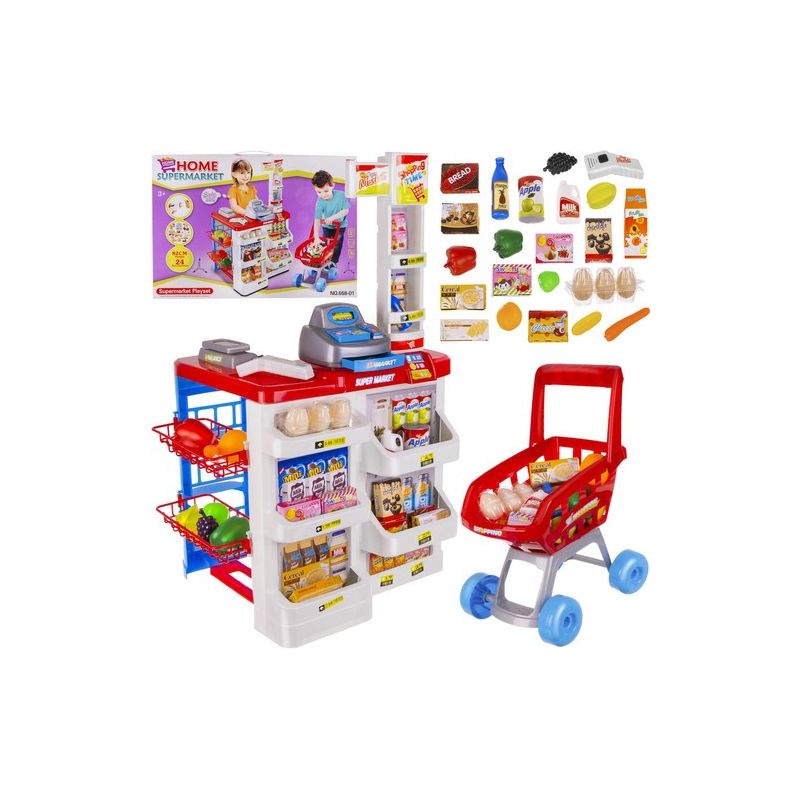 Supermercado de Juguete Grande con Carrito, Caja Registradora y Accesorios – Sonido y Luz