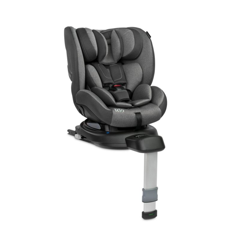 Silla de Coche Rio I-Size en Gris 40-105cm: Máxima Seguridad con un Toque Contemporáneo. Giratoria y con Pata de Apoyo