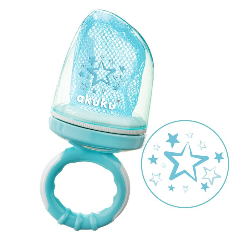 Alimentador de red antiahogo azul para bebés, ideal para comer fruta de forma segura