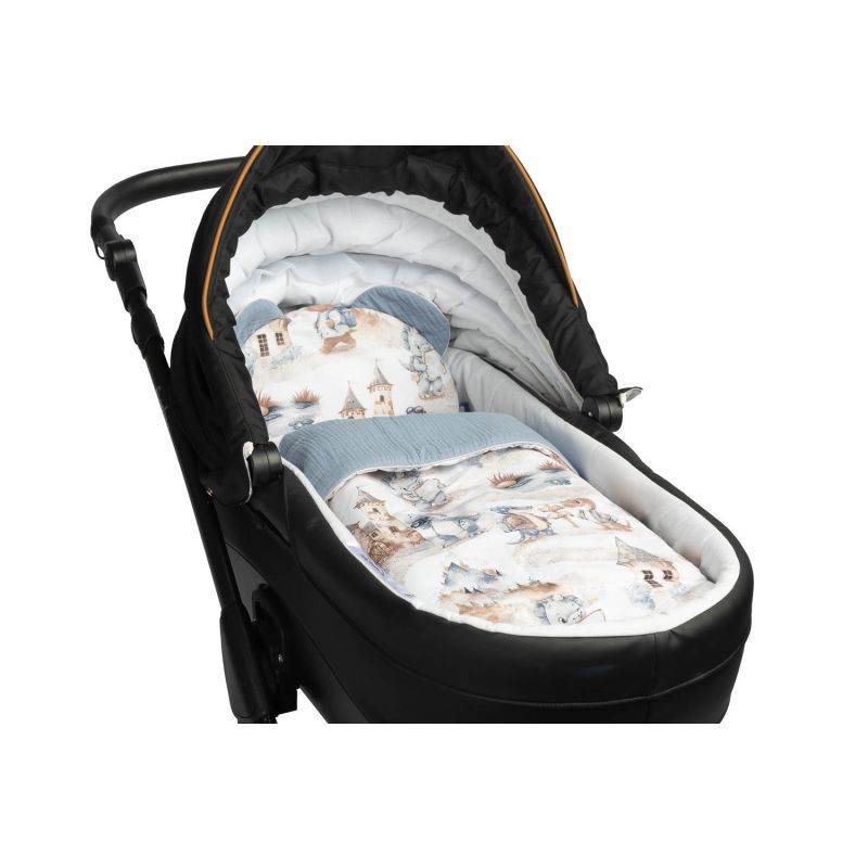 Conjunto para Cochecito de Bebé: Manta y Almohada en Muselina - Jeans Dragones - imagen 2