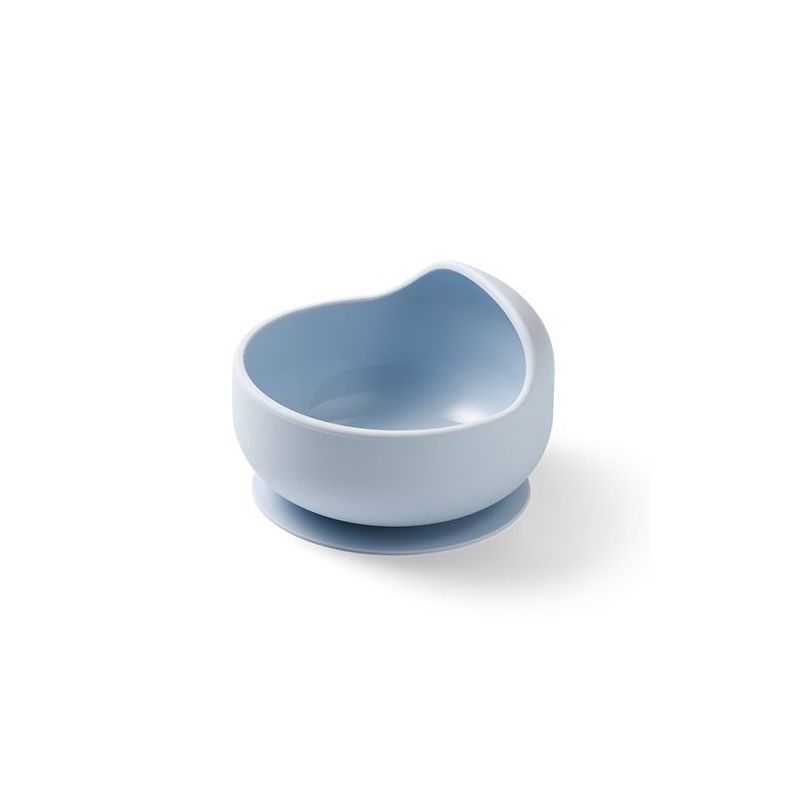 Bol de silicona con ventosa en azul, ideal para la alimentación del bebé sin derrames ni deslizamientos.