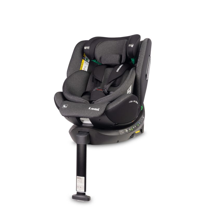 Silla de Auto Lumi 360° ISOFIX con Reclinación, Ventilación y Reductores – Desde 0 meses hasta 12 años (40-150 cm)-Gris Oscuro