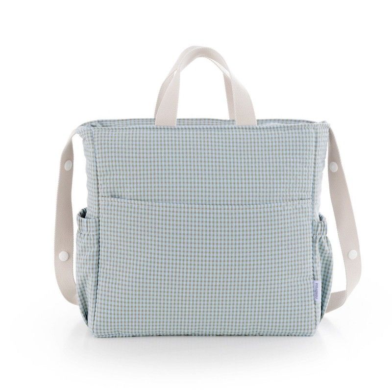 Bolso maternal Pack Taylor Cambrass color azul vichy, vista frontal