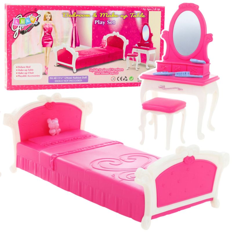 Set de dormitorio para muñecas con mesa de tocador y silla