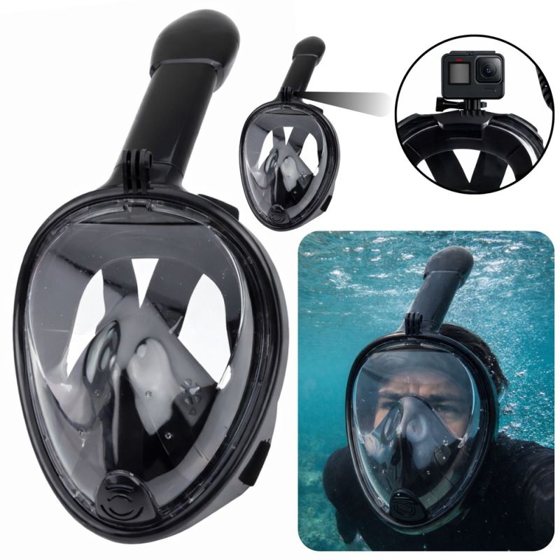 Máscara de Buceo Integral con Sistema Antivaho Negra L/XL